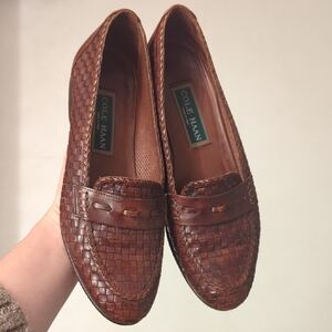 1980's Cole Haan Woven Leather Loafers - Brown Sz 8.5